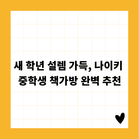 새 학년 설렘 가득, 나이키 중학생 책가방 완벽 추천