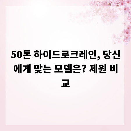 50톤 하이드로크레인, 당신에게 맞는 모델은? 제원 비교