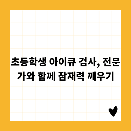 초등학생 아이큐 검사, 전문가와 함께 잠재력 깨우기