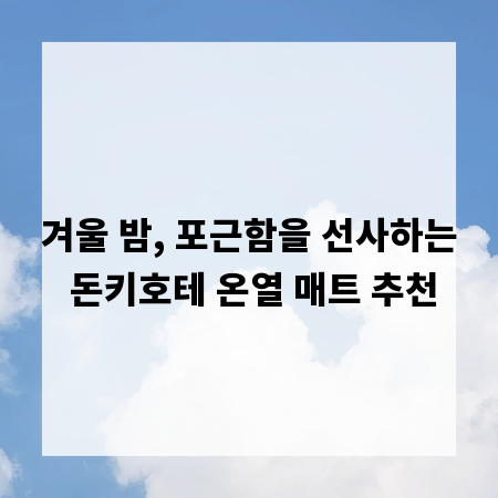 겨울 밤, 포근함을 선사하는 돈키호테 온열 매트 추천
