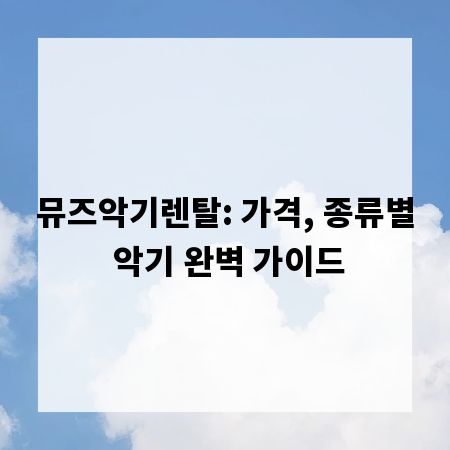 뮤즈악기렌탈: 가격, 종류별 악기 완벽 가이드