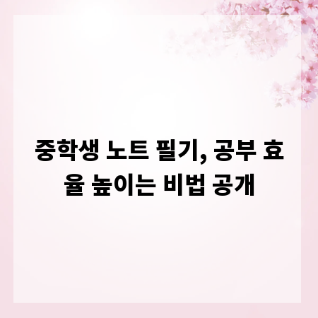 중학생 노트 필기, 공부 효율 높이는 비법 공개