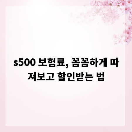 s500 보험료, 꼼꼼하게 따져보고 할인받는 법