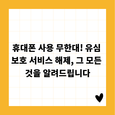 휴대폰 사용 무한대! 유심 보호 서비스 해제, 그 모든 것을 알려드립니다