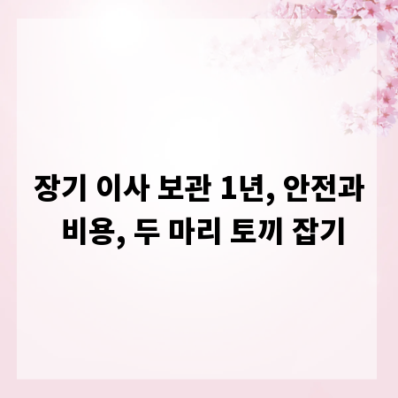 장기 이사 보관 1년, 안전과 비용, 두 마리 토끼 잡기