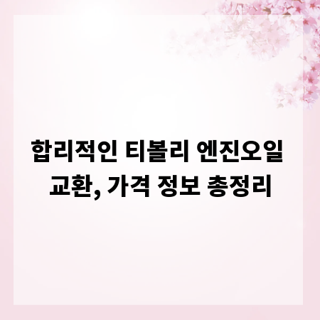 합리적인 티볼리 엔진오일 교환, 가격 정보 총정리