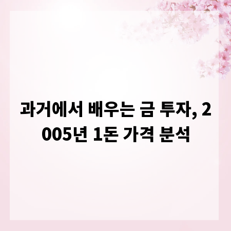 과거에서 배우는 금 투자, 2005년 1돈 가격 분석