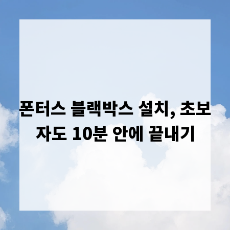폰터스 블랙박스 설치, 초보자도 10분 안에 끝내기