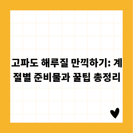 고파도 해루질 만끽하기: 계절별 준비물과 꿀팁 총정리