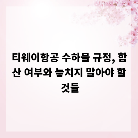 티웨이항공 수하물 규정, 합산 여부와 놓치지 말아야 할 것들
