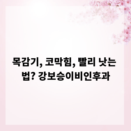 목감기, 코막힘, 빨리 낫는 법? 강보승이비인후과