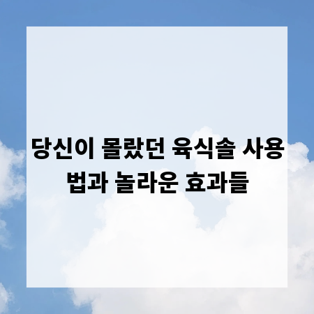 당신이 몰랐던 육식솔 사용법과 놀라운 효과들