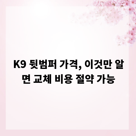K9 뒷범퍼 가격, 이것만 알면 교체 비용 절약 가능