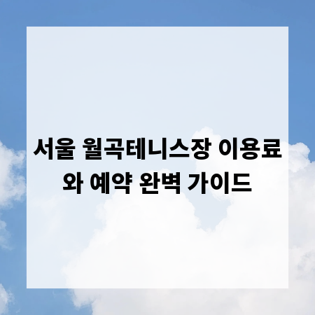 서울 월곡테니스장 이용료와 예약 완벽 가이드