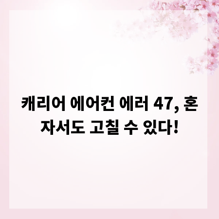 캐리어 에어컨 에러 47, 혼자서도 고칠 수 있다!