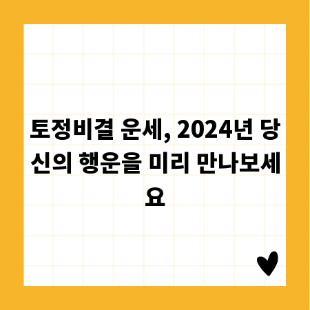 토정비결 운세, 2024년 당신의 행운을 미리 만나보세요