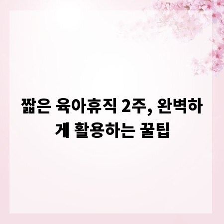 짧은 육아휴직 2주, 완벽하게 활용하는 꿀팁
