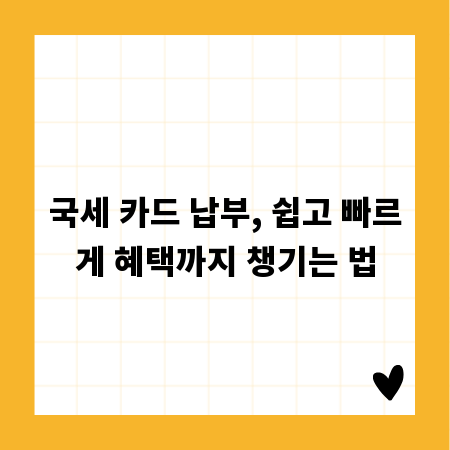국세 카드 납부, 쉽고 빠르게 혜택까지 챙기는 법