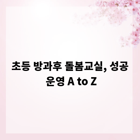 초등 방과후 돌봄교실, 성공 운영 A to Z