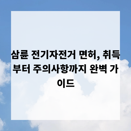 삼륜 전기자전거 면허, 취득부터 주의사항까지 완벽 가이드
