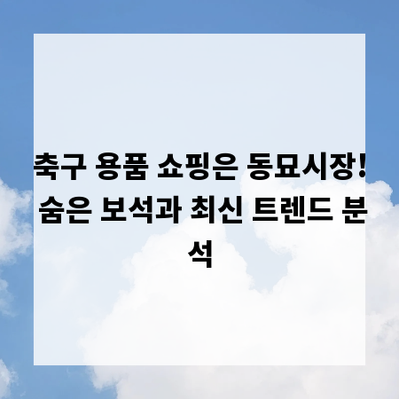 축구 용품 쇼핑은 동묘시장! 숨은 보석과 최신 트렌드 분석