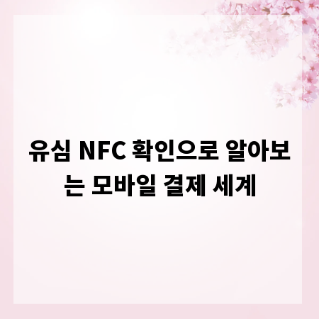 유심 NFC 확인으로 알아보는 모바일 결제 세계