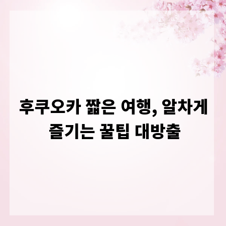 후쿠오카 짧은 여행, 알차게 즐기는 꿀팁 대방출