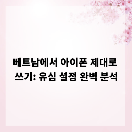 베트남에서 아이폰 제대로 쓰기: 유심 설정 완벽 분석