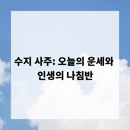 수지 사주: 오늘의 운세와 인생의 나침반