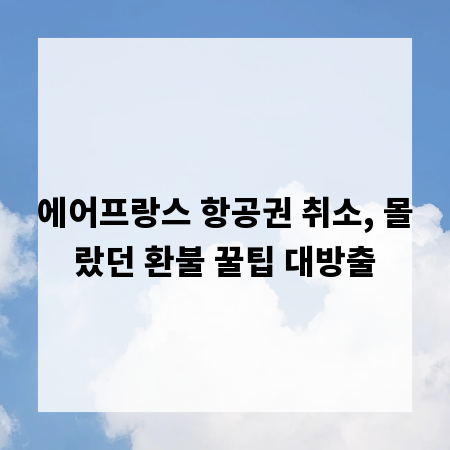 에어프랑스 항공권 취소, 몰랐던 환불 꿀팁 대방출
