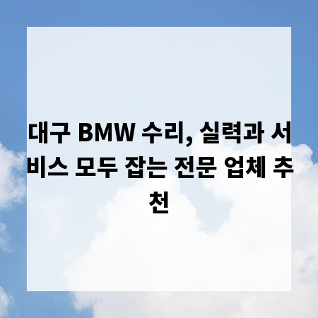 대구 BMW 수리, 실력과 서비스 모두 잡는 전문 업체 추천