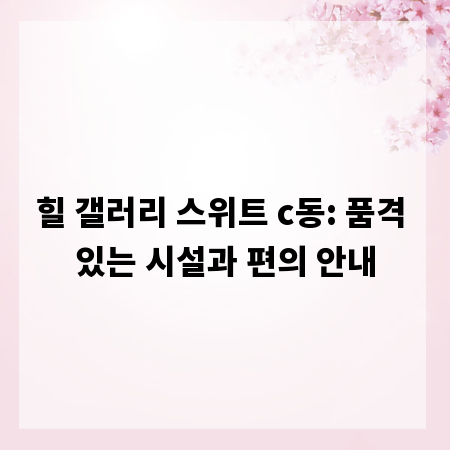 힐 갤러리 스위트 c동: 품격 있는 시설과 편의 안내