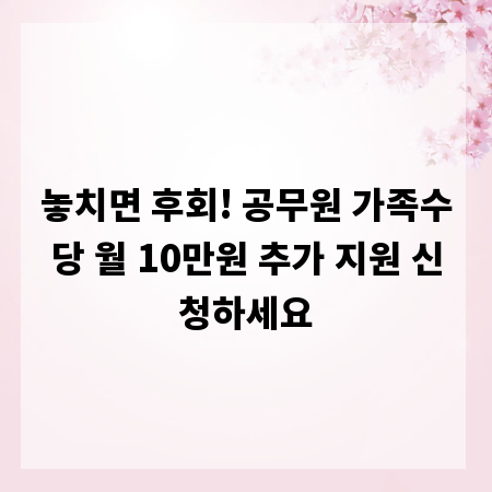 놓치면 후회! 공무원 가족수당 월 10만원 추가 지원 신청하세요