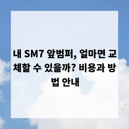 내 SM7 앞범퍼, 얼마면 교체할 수 있을까? 비용과 방법 안내
