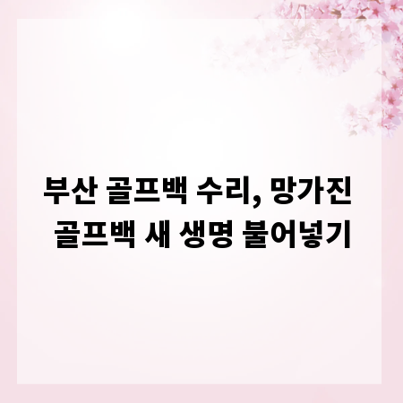 부산 골프백 수리, 망가진 골프백 새 생명 불어넣기