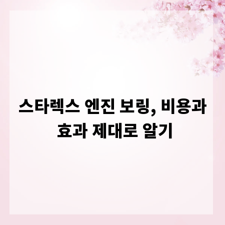 스타렉스 엔진 보링, 비용과 효과 제대로 알기