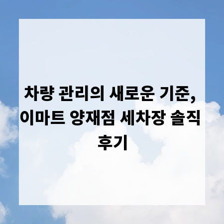 차량 관리의 새로운 기준, 이마트 양재점 세차장 솔직 후기