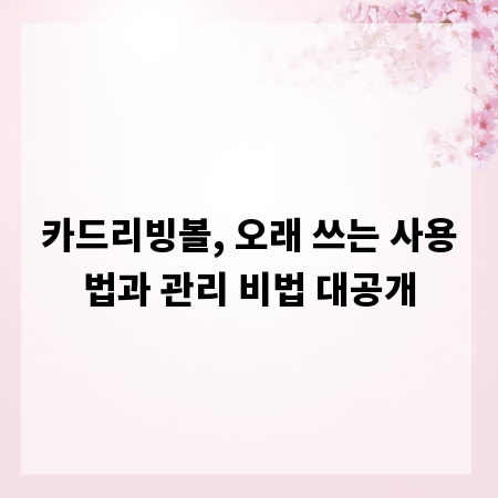 카드리빙볼, 오래 쓰는 사용법과 관리 비법 대공개