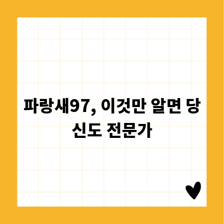 파랑새97, 이것만 알면 당신도 전문가