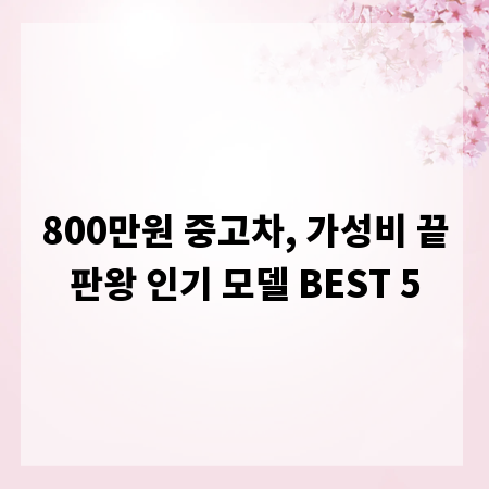 800만원 중고차, 가성비 끝판왕 인기 모델 BEST 5