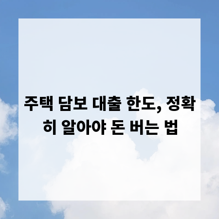 주택 담보 대출 한도, 정확히 알아야 돈 버는 법