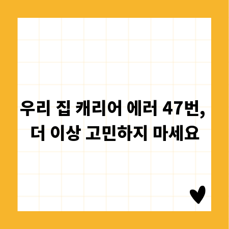 우리 집 캐리어 에러 47번, 더 이상 고민하지 마세요