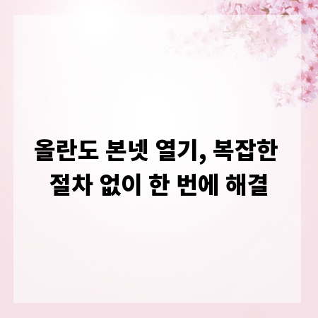 올란도 본넷 열기, 복잡한 절차 없이 한 번에 해결