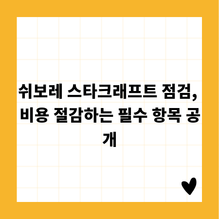 쉬보레 스타크래프트 점검, 비용 절감하는 필수 항목 공개