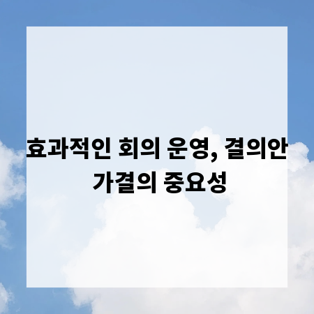 효과적인 회의 운영, 결의안 가결의 중요성