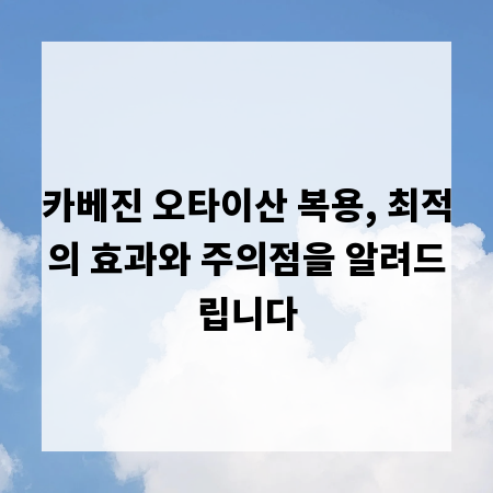 카베진 오타이산 복용, 최적의 효과와 주의점을 알려드립니다