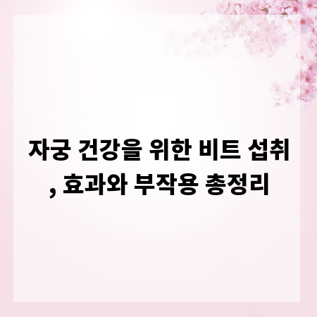 자궁 건강을 위한 비트 섭취, 효과와 부작용 총정리