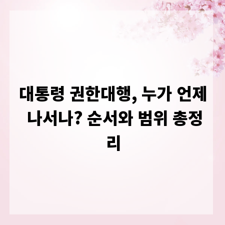 대통령 권한대행, 누가 언제 나서나? 순서와 범위 총정리